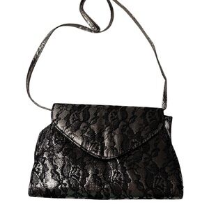 Neiman Marcus Lace Overlay Crossbody‎ Clutch Bag
